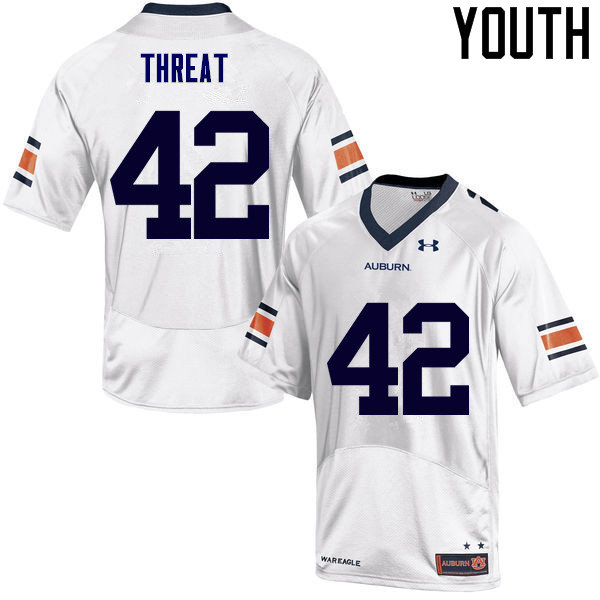 Youth Auburn Tigers #42 Tre Threat College Football Jerseys Sale-White - Click Image to Close